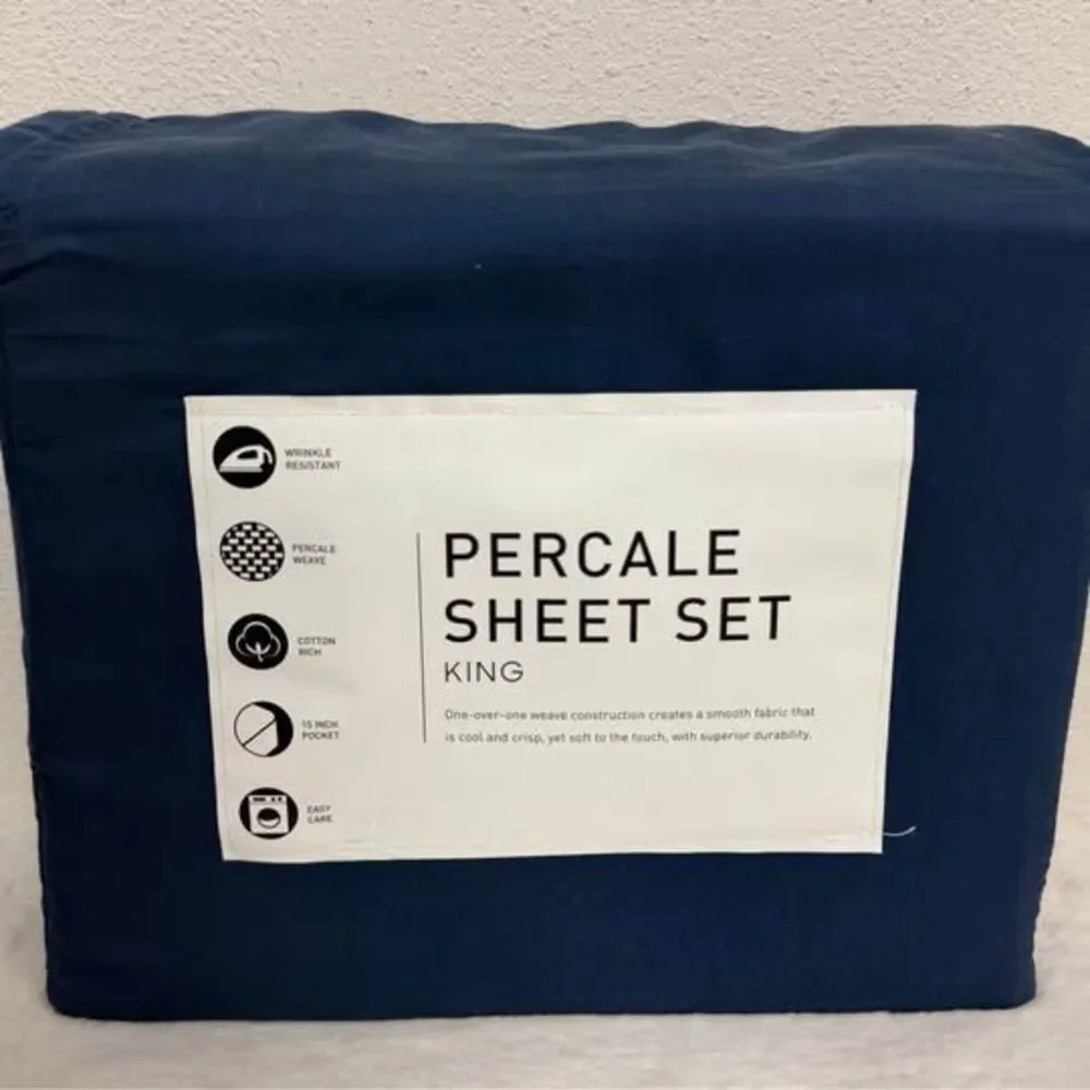KING Navy Blue Sheet Set New